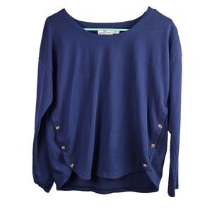 Vineyard Vines Women's Small Navy Blue Long Sleeve Split Button Hem
